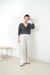 Charcoal silk soft loose collar top