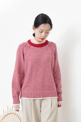 Red stripes soft knit sweater