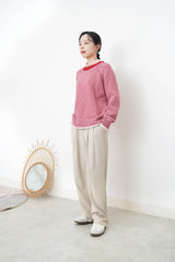 Red stripes soft knit sweater