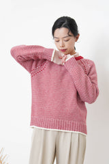 Red stripes soft knit sweater