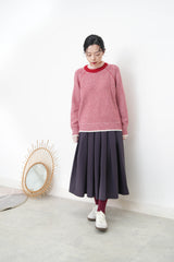 Red stripes soft knit sweater