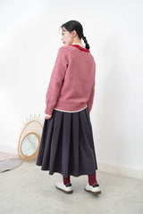Red stripes soft knit sweater