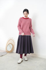 Red stripes soft knit sweater