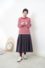 Red stripes soft knit sweater