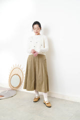 Milk coffee suede skirt in side pocket