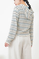 Stripy terry cloth hoodies jacket