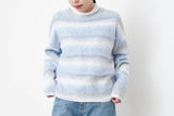 Gradient blue soft knit sweater in stripes