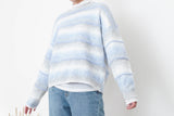 Gradient blue soft knit sweater in stripes