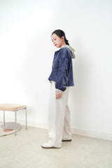 Stripy terry cloth hoodies jacket