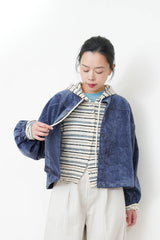 Navy velvet jacket w/ string hem