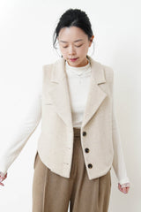 Oatmeal wool vest in wool knit back