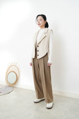 Oatmeal wool vest in wool knit back