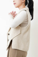 Oatmeal wool vest in wool knit back