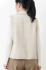 Oatmeal wool vest in wool knit back