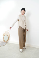 Oatmeal wool vest in wool knit back