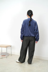 Navy velvet jacket w/ string hem