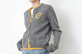 Grey double layering cardigan w/ contrast embroidery