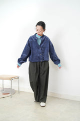 Navy velvet jacket w/ string hem