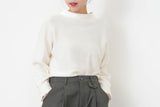 Ivory sweater w/ silk soft collar