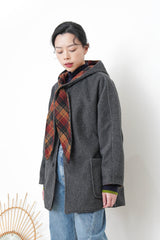 Grey 2 ways checked coat
