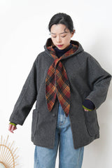 Grey 2 ways checked coat