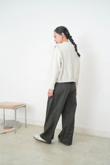 Ivory sheer mesh vest jacket w/ fringe