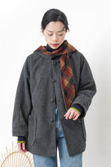 Grey 2 ways checked coat