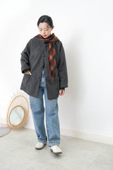 Grey 2 ways checked coat