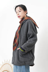 Grey 2 ways checked coat