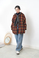 Grey 2 ways checked coat