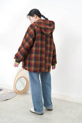 Grey 2 ways checked coat