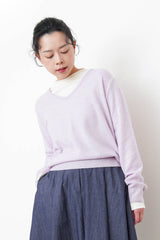 Lavender cashmere v neck sweater