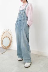 Denim dungaree in wide legs