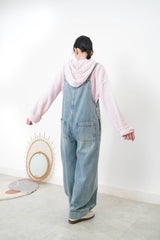 Denim dungaree in wide legs