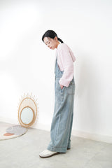 Denim dungaree in wide legs