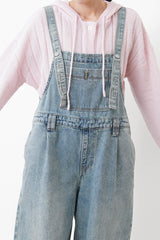 Denim dungaree in wide legs