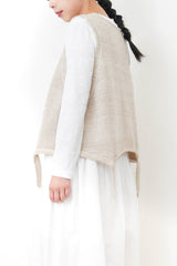 Oatmeal Beige knit vest w/ ripped hem