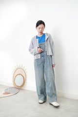 Grey stripes cardigan w/ hoodies