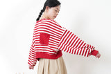 Red stripes crop pullover in 2 ways