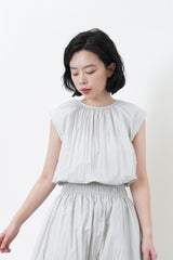 Pastel grey vest in elastic waist