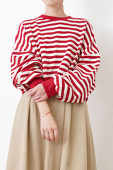 Green stripes crop pullover in 2 ways