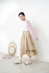 Beige A cut skirt in detail cut out layering