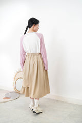 Beige A cut skirt in detail cut out layering