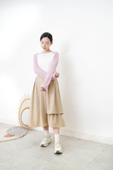 Beige A cut skirt in detail cut out layering