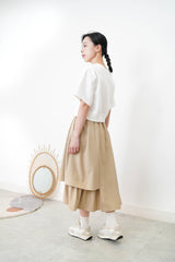 Beige A cut skirt in detail cut out layering