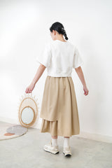 Beige A cut skirt in detail cut out layering