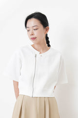White zip crop pullover