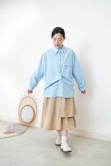 Sky blue shirt in pullover patchwork back