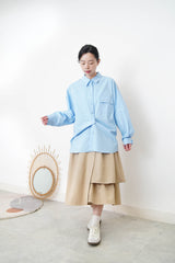 Sky blue shirt in pullover patchwork back