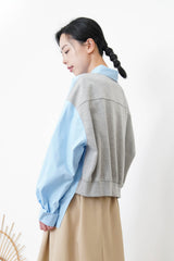 Sky blue shirt in pullover patchwork back